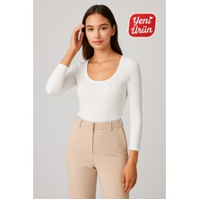 Novelle Havuz Yaka Uzun Kol Fitilli Bluz