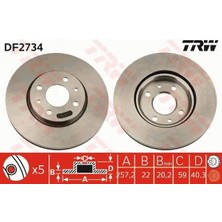 TRW DF2734 Fren Diski On 0051896288 1606321980 1618879780 (2 Adet Fiyatıdır)