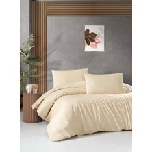 Cotton Collection Ranforce Çift Kişilik Nevresim Takımı Düzboya Krem