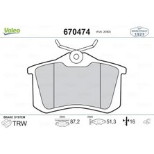 Valeo 670474 Arka Fren Balatasi 10405527 1611456380 1617190980