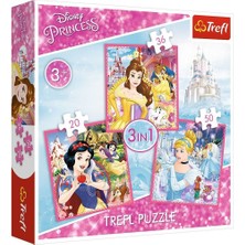 OMZ PUZZLE-34833 Disney Princess 3ın1 Puzzle Kız Erkek Çocuk Oyuncak Eğitici Oyuncaklar