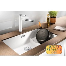 ALMITAL Granit Evye Sakai Series White 73x46 (BEYAZ) Mutfak Eviyesi, Sepet Hazneli