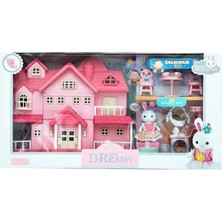 OMZ Bay Dreamy Villa ve Evcil Hayvanlı Mini Tavşan Oyun Seti Kız Erkek Çocuk Oyuncak Eğitici Oyuncaklar