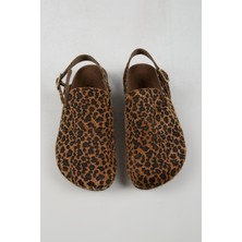 No Miento Lapaz Kadın Vegan Deri Tokalı Leopar Sabo Terlik