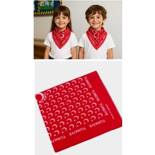 Eva Rose Kırmızı Ay Yıldız Türk Bayrağı Temalı Pamuk Kumaş Fular - Bandana - 23 Nisan, 29 Ekim, 19 Mayıs