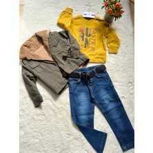 Nurcan Bebe Şardonlu Montlu Kot Pantolonlu 3 Lü Takım