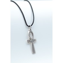 IDR Nil'in Anahtarı - Ankh Anahtarı Gümüş Kaplama Deri İp Kolye