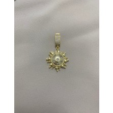 Luxevibe Accessories Çelik Gold Renk Suya Dayanıklı Zarif Güneş Zirkon Taşlı  Kolye Ucu Ajda Charm