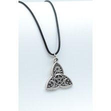 IDR Triquetra Gümüş Kaplama Deri İp Kolye