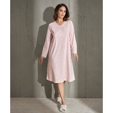 Intive Lingerie Aydoğan Çiçek Desenli Midi Boy Rahat Kalıp Robalı/nevruklu Gecelik- M-2xl