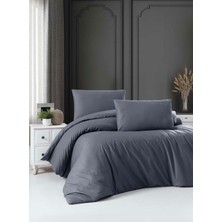 Cotton Collection Ranforce Tek Kişilik Nevresim Takımı Düzboya Antrasit