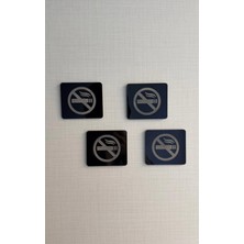 Yönline 4 Adet Siyah Minimal Sigara Içilmez Uyarı Yönlendirme Levhası Kendinden Yapışkanlı Kolay Kullanım