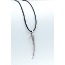 IDR Fil Dişi Gümüş Kaplama Deri İp Kolye