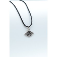 IDR Minimal Göz Gümüş Kaplama Deri İp Kolye