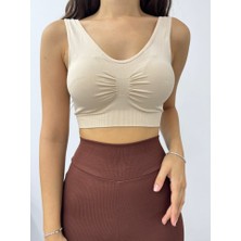 Alpaco Kalın Askılı Pedli Büstiyer -Krem -Collectıon