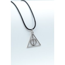 IDR Harry Potter Ölüm Yadigarları Üçgen Gümüş Kaplama Deri İp Kolye