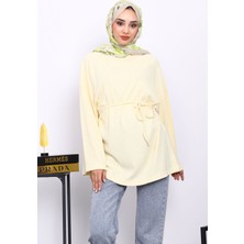 İmaj Butik Sarı Bisiklet Yaka Bel Kuşaklı Tunik