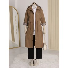 Alpaco Astarı Çizgili Trençkot        -Taba -Collectıon