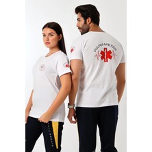 Bilenn Tekstil Paramedik Yuvarlak Yaka Penye Kısa Kol Tshirt - Beyaz