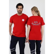 Bilenn Tekstil Acil Sağlık Yuvarlak Yaka Penye Kısa Kol Tshirt - Kırmızı