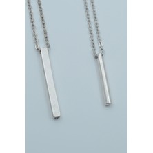 IDR 2'li Çubuk Prizma Silindir Gümüş Kaplama Kolye Seti