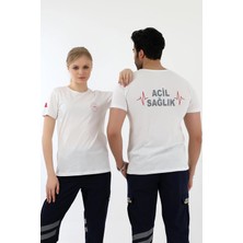 Bilenn Tekstil Acil Sağlık Yuvarlak Yaka Penye Kısa Kol Tshirt - Beyaz