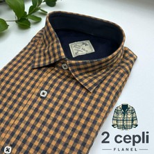 Eren Style Iki Cepli Kapaklı Klasik %100 Cotton Uzun Kollu Terletmeyen Kışlık Flanel Kumaş Camel Gömlek (Regular Kalıp)