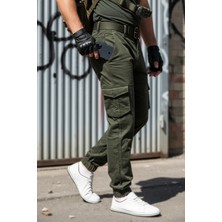 Kışlık Regular Gabardin Haki Kargo - Likralı, Paçası Lastikli