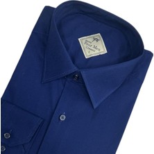 Eren Style Klasik %100 Cotton Uzun Kollu Terletmeyen Kışlık Flanel Kumaş Lacivert Gömlek (Regular Kalıp)