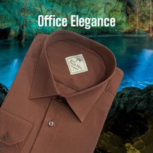 Eren Style Klasik %100 Cotton Uzun Kollu Terletmeyen Kışlık Flanel Kumaş Kahverengi Gömlek (Regular Kalıp)
