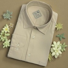 Eren Style Klasik %100 Cotton Uzun Kollu Terletmeyen Kışlık Flanel Kumaş  Camel Gömlek (Regular Kalıp)