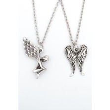 IDR 2'li Melek Kanadı - Peri Gümüş Kaplama Kolye Seti