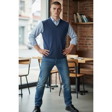 Eren Style Mavi V Yaka Süveter (Unisex)