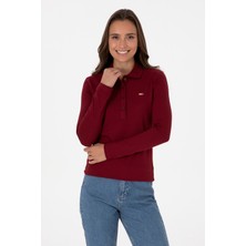 U.S. Polo Assn. Kadın Bordo Basic Polo Yaka Sweatshırt 50313593-VR014