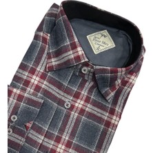 Eren Style Klasik %100 Cotton Uzun Kollu Terletmeyen Kışlık Flanel Kumaş Antrasit Gömlek (Regular Kalıp)