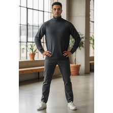 Eren Style Uzun Kollu Antrasit Balıkçı Yaka Kazak (Unisex)