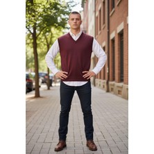 Eren Style Bordo V Yaka Süveter (Unisex)