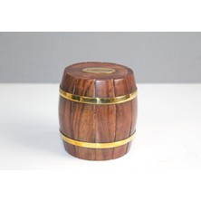 Pirinç Detaylı Fıçı Kumbara Model 1