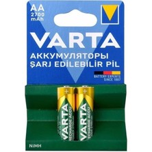 VARTA Ni-Mh 1.2V 2700 mAh Şarj Edilebilir AA Kalem Pil Yüksek Performans (2'li Paket)
