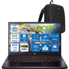 Acer Nitro V15 ANV15-52-91EQ Intel Core I9 13900H 16GB 1tb SSD RTX5060 8gb Windows 11 Home 15,6" Fullhd (1920 x 1080) 165HZ IPS 300NIT Taşınabilir Bilgisayar NHQZAEYH08 + Zetta Çanta