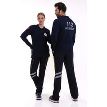 112 Acil Sağlık Yakalı Tshirt Uzun Kol Baskılı - Lacivert