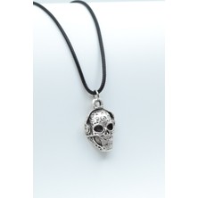 IDR Dj Kuru Kafa Gümüş Kaplama Deri İp Kolye