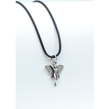 IDR Peri Kızı Gümüş Kaplama Deri İp Kolye