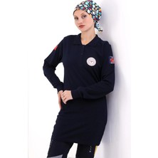 112 Acil Sağlık Yakalı Tshirt Tunik Baskılı - Lacivert