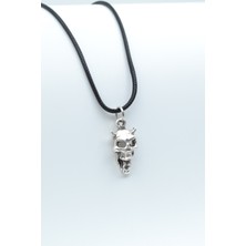 IDR Minimal Diablo - Şeytan Gümüş Kaplama Deri İp Kolye