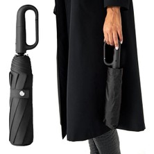 Limmy 10 Fiber Telli Tam Otomatik Şemsiye Güçlendirilmiş Telli Kanca Saplı Şemsiye - Siyah