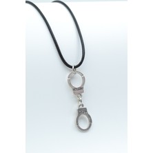 IDR Kelepçe  Gümüş Kaplama Deri İp Kolye