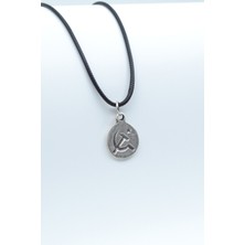 IDR Minimal Orak Çekiç Gümüş Kaplama Deri İp Kolye