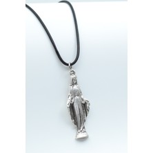 IDR Meryem Ana Gümüş Kaplama Deri İp Kolye