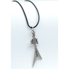 IDR Ozzy Osbourne Elektro Gitar Gümüş Kaplama Deri İp Kolye